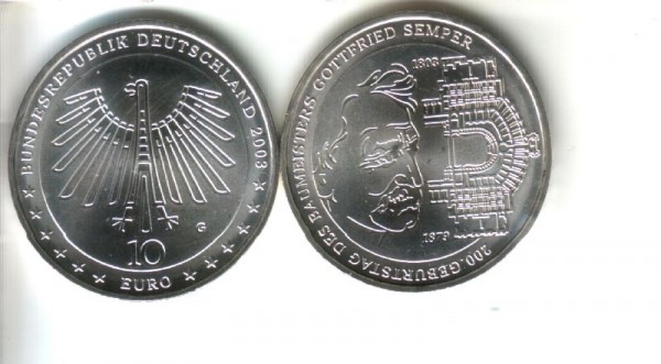 (image for) 10 Euro DUITSLAND 2003 G Gottfried Semper UNC